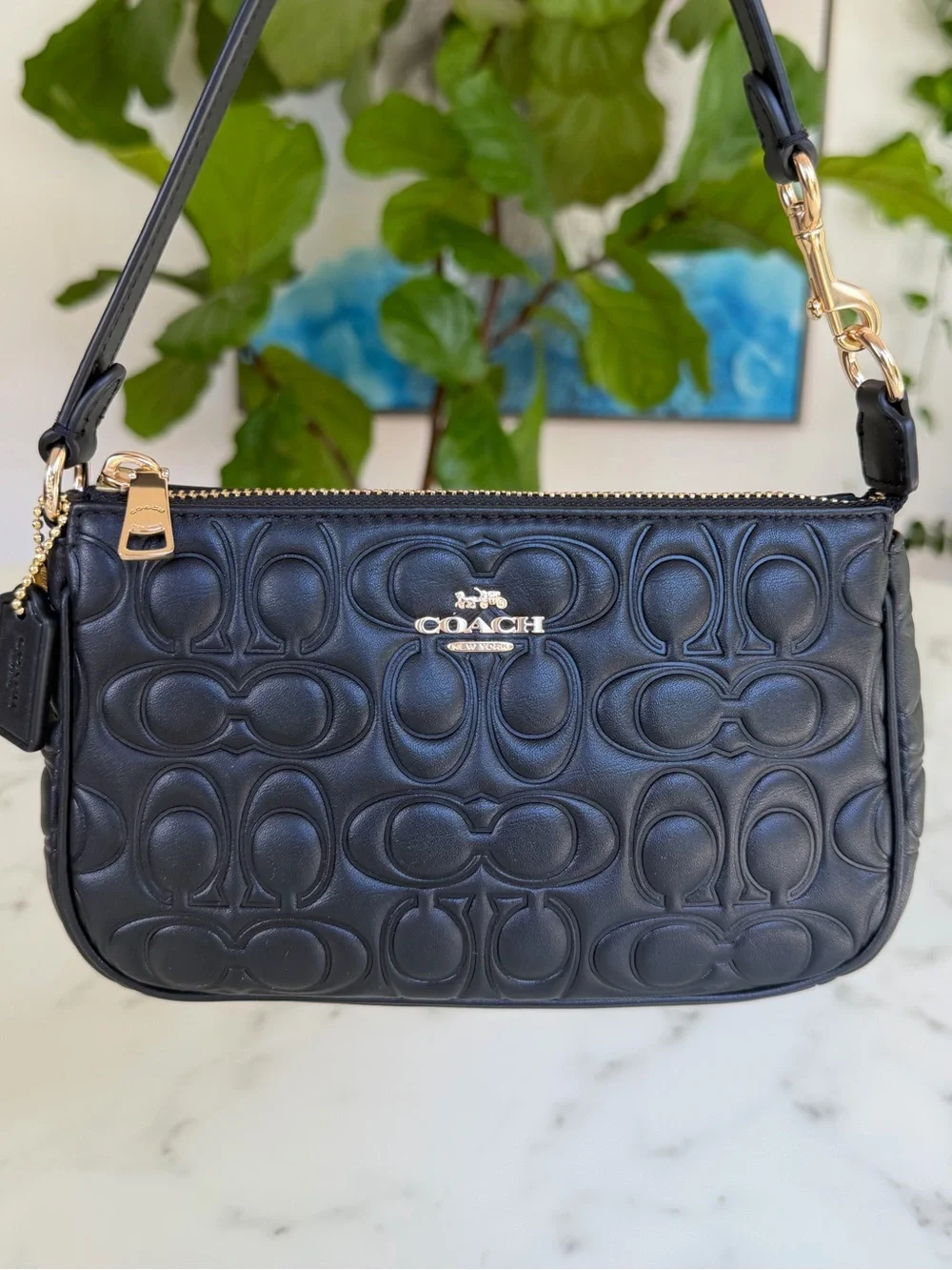 Coach Nolita 19 In Signature Leather CZ456 Black Mini Shoulder Bag Wristlet